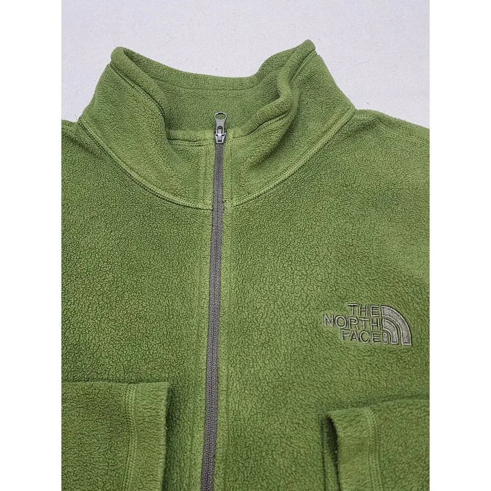 The North Face Jacket Mens Green‎ Quarter Zip Pullover Fleece Outdoor Sz L